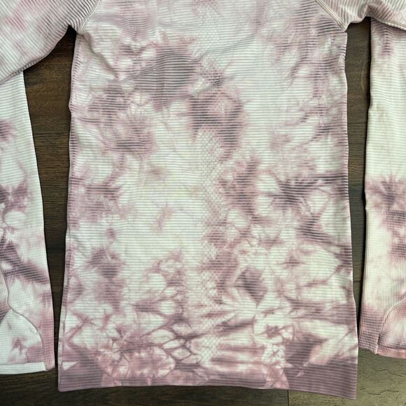 Lululemon Swiftly Tech Size 4 Long Sleeve 2.0 Shibori Stripe Pink Taupe Tie Dye - Picture 11 of 14